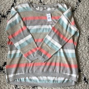LOFT Shimmer Striped 3/4 Sleeve Sweater